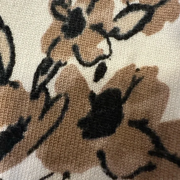 Charter Club Floral Sweater Blouse in Cream Brown Black - Picture 5 of 8